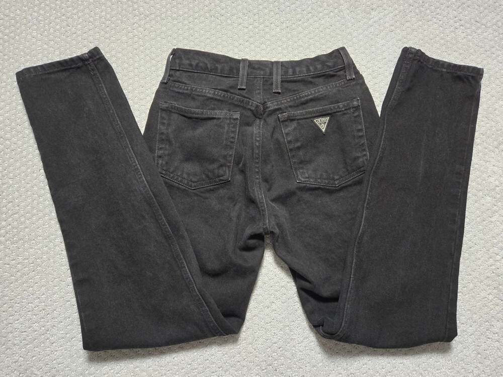 Vintage Guess Jeans Black Denim High Waist Tapered Mom Jeans Size 28